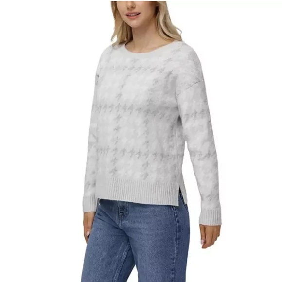 525 Women's Super Soft Crewneck Pullover Lurex Fair isle Sweater Grey Combo - Picture 2 of 15